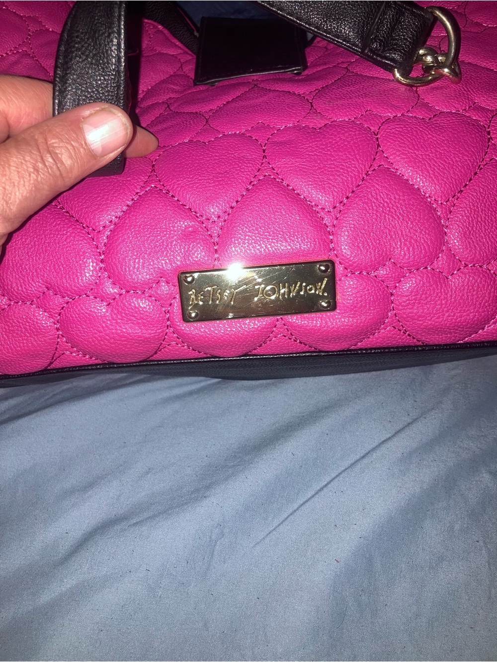 Betsey Johnson Pink Quilted Tote with Black Bow Accent - Picture 10 of 16